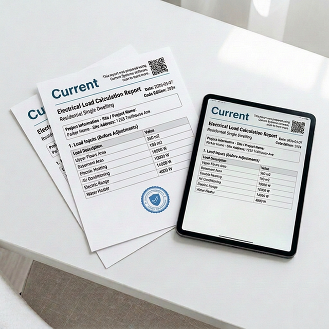 Professional electrical compliance report on tablet and print